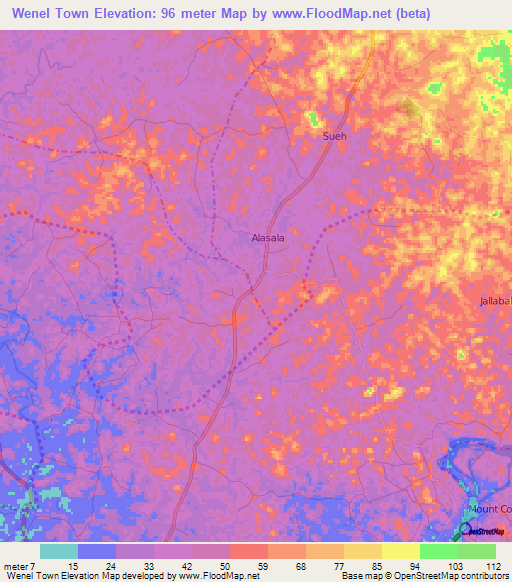 Wenel Town,Liberia Elevation Map