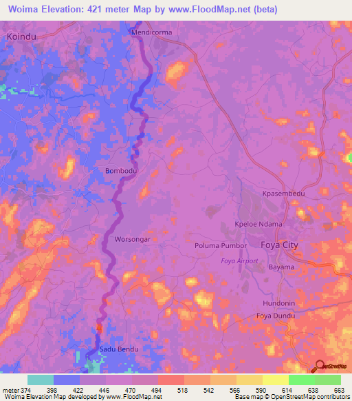 Woima,Liberia Elevation Map