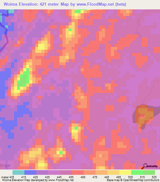 Woima,Liberia Elevation Map