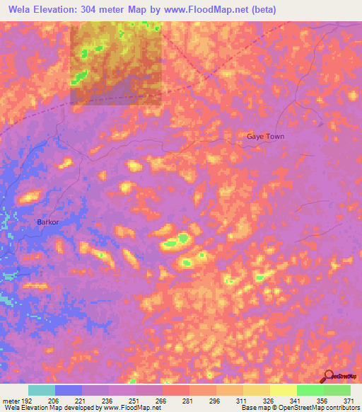 Wela,Liberia Elevation Map