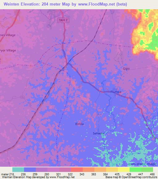 Weinten,Liberia Elevation Map