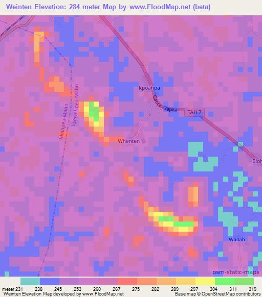 Weinten,Liberia Elevation Map