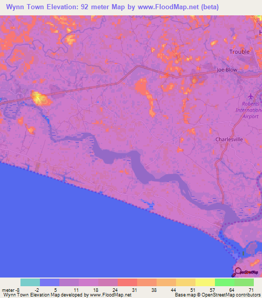 Wynn Town,Liberia Elevation Map
