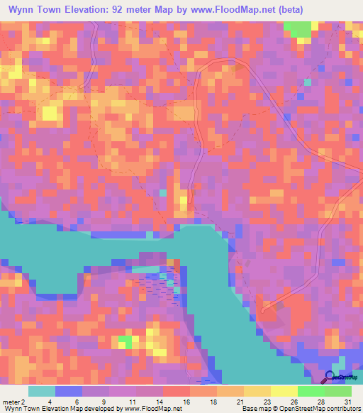 Wynn Town,Liberia Elevation Map