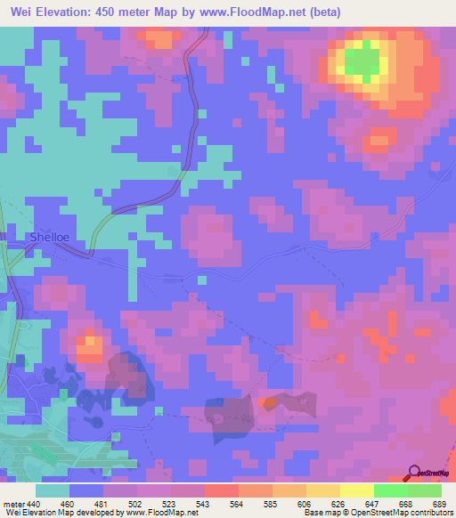 Wei,Liberia Elevation Map