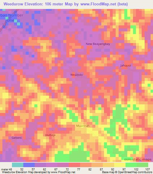 Weedurow,Liberia Elevation Map