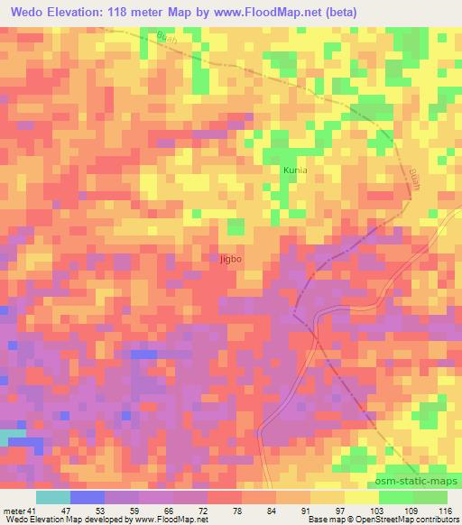 Wedo,Liberia Elevation Map