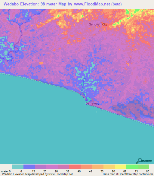 Wedabo,Liberia Elevation Map