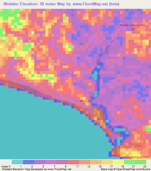 Wedabo,Liberia Elevation Map