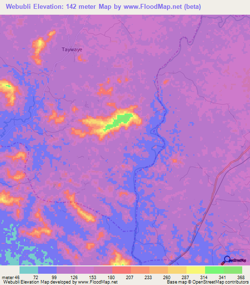 Webubli,Liberia Elevation Map