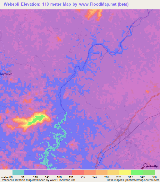 Webebli,Liberia Elevation Map