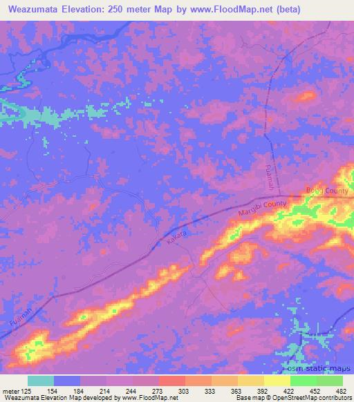 Weazumata,Liberia Elevation Map