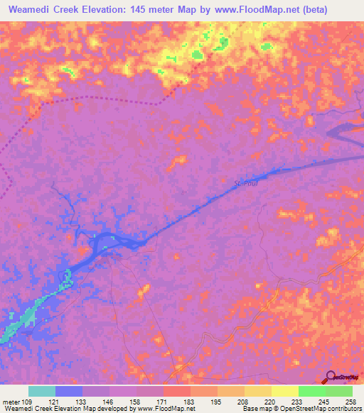 Weamedi Creek,Liberia Elevation Map