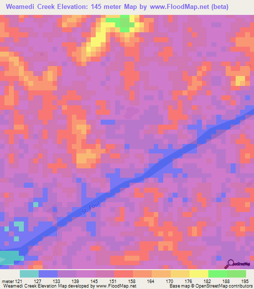 Weamedi Creek,Liberia Elevation Map