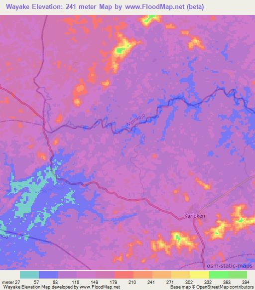 Wayake,Liberia Elevation Map