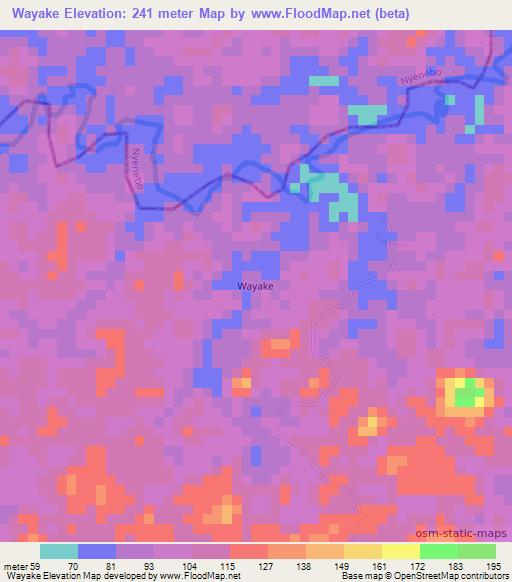 Wayake,Liberia Elevation Map