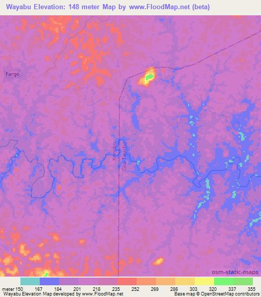 Wayabu,Liberia Elevation Map