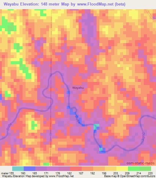 Wayabu,Liberia Elevation Map