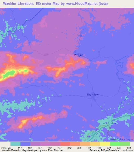Waukim,Liberia Elevation Map