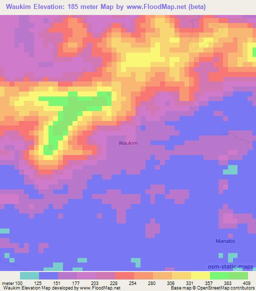 Waukim,Liberia Elevation Map