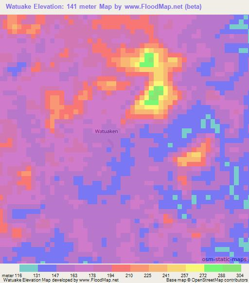 Watuake,Liberia Elevation Map