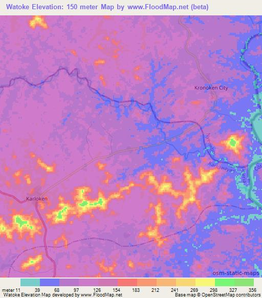 Watoke,Liberia Elevation Map