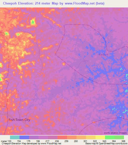 Cheepoh,Liberia Elevation Map