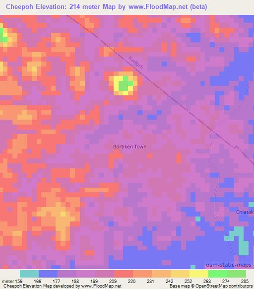 Cheepoh,Liberia Elevation Map