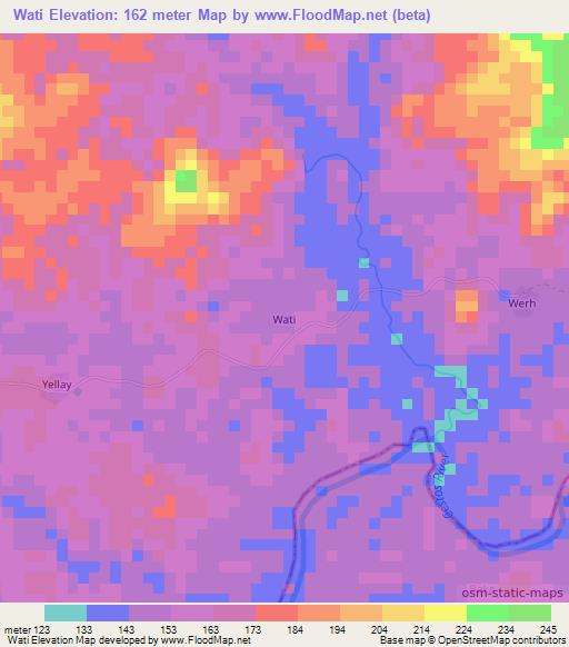 Wati,Liberia Elevation Map