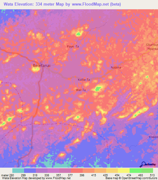 Wata,Liberia Elevation Map