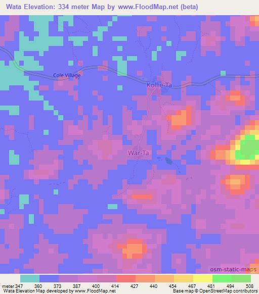 Wata,Liberia Elevation Map
