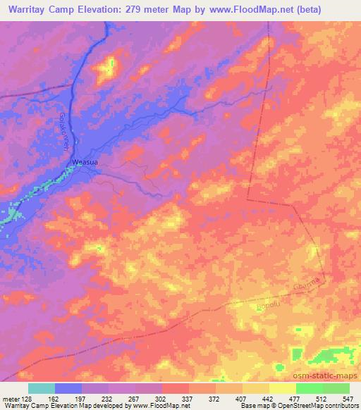 Warritay Camp,Liberia Elevation Map