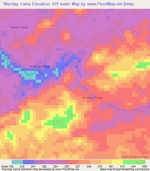 Warritay Camp,Liberia Elevation Map