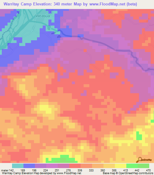Warritay Camp,Liberia Elevation Map