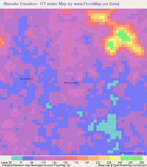Waroaka,Liberia Elevation Map