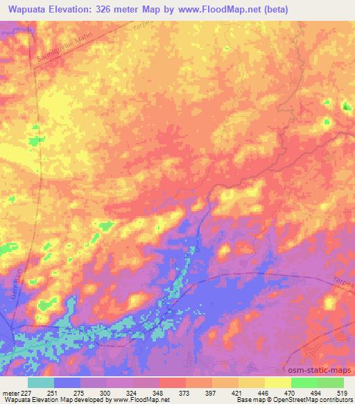 Wapuata,Liberia Elevation Map