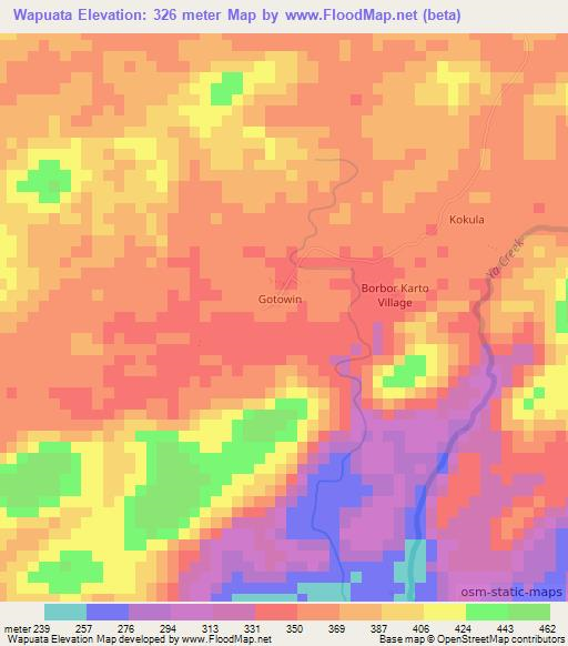 Wapuata,Liberia Elevation Map