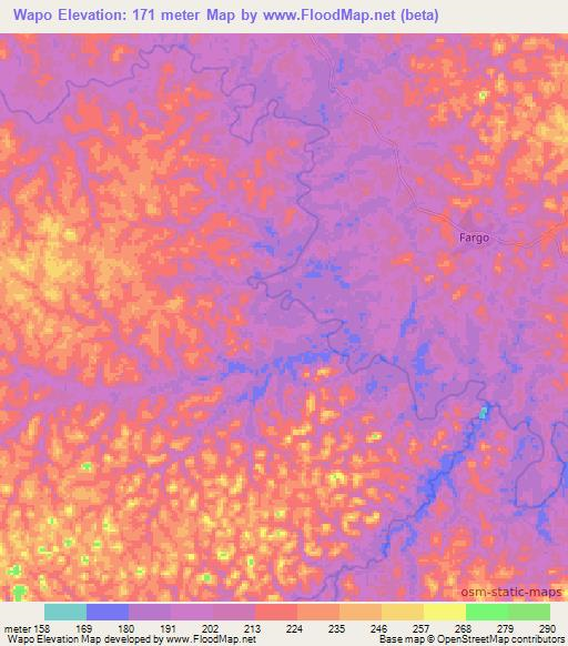 Wapo,Liberia Elevation Map