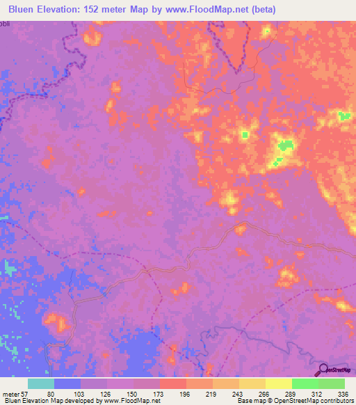 Bluen,Liberia Elevation Map