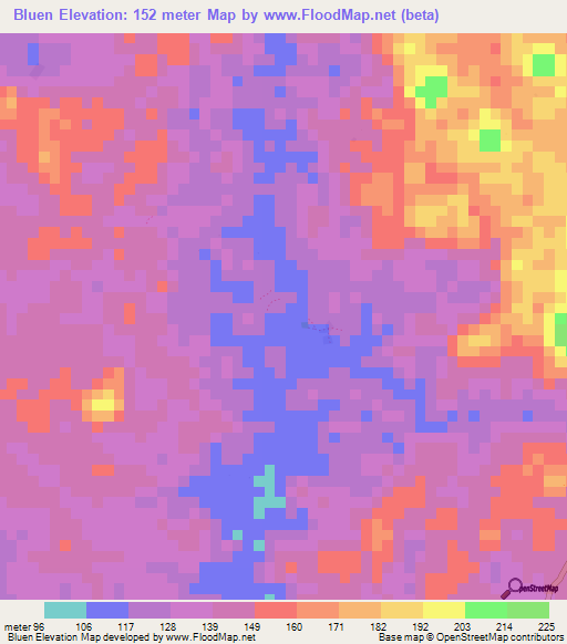 Bluen,Liberia Elevation Map
