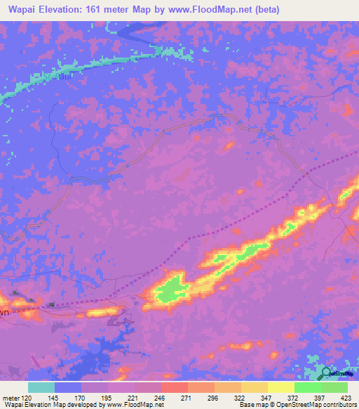 Wapai,Liberia Elevation Map