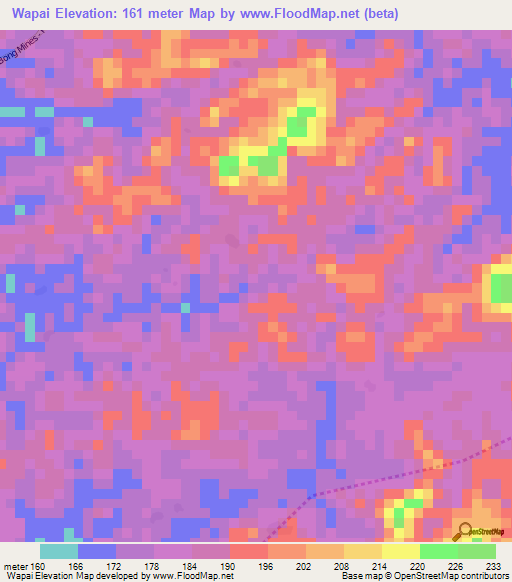 Wapai,Liberia Elevation Map