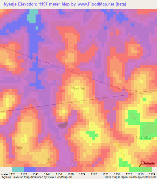 Nyenje,Uganda Elevation Map
