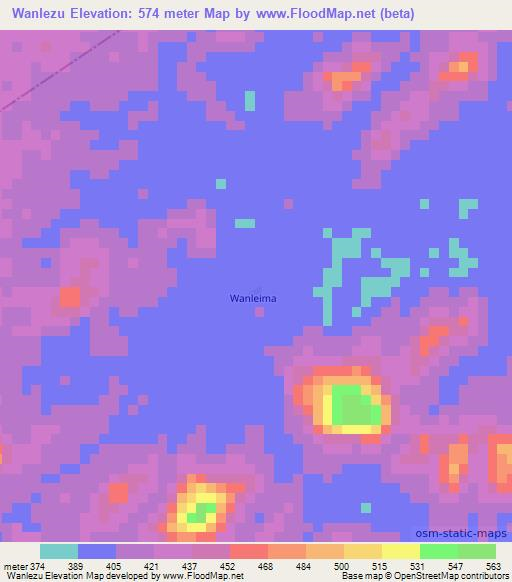 Wanlezu,Liberia Elevation Map