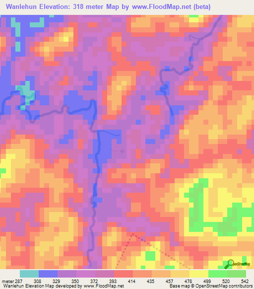 Wanlehun,Liberia Elevation Map