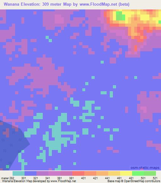 Wanana,Liberia Elevation Map