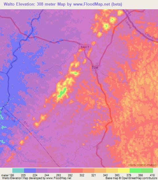 Walto,Liberia Elevation Map