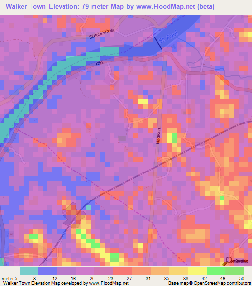 Walker Town,Liberia Elevation Map
