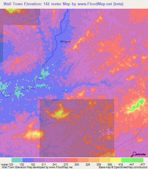 Wali Town,Liberia Elevation Map