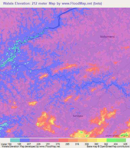 Walala,Liberia Elevation Map